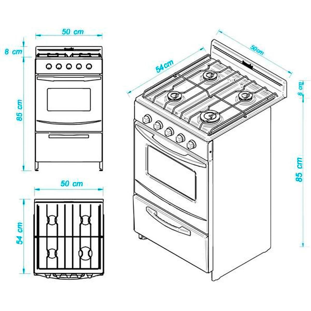 Cocina Escorial Candor Gas Envasado Con Puerta Con Visor Color Blanco
